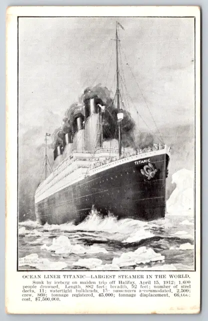 Postcard Steamer Titanic Ocean Liner Largest Steamer in World A10
