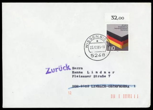 1985, Bundesrepublik Deutschland, 1265 OR, Brief - 1576952