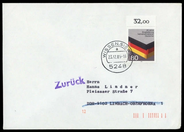 1985, Bundesrepublik Deutschland, 1265 OR, Brief - 1576952