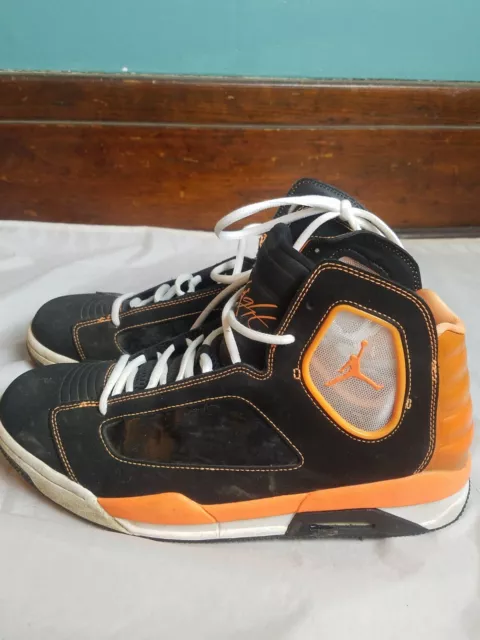 NIKE AIR JORDAN Flight Luminary High Top Shoes Black Orange Sz