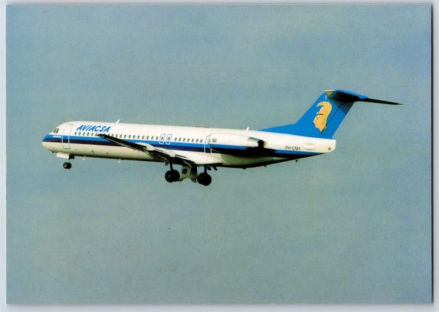 Airplane Postcard Mexican Aviacsa Airlines Fokker 100 PH-LNH In Flight BQ7