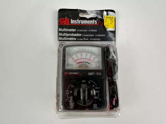 GB Instruments Multimeter 5 Function / 12 Range Used for Auto, Appliances +