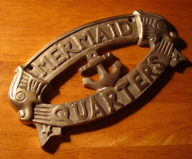 BRASS MERMAID QUARTERS Nautical Sailboat Anchor Sign Sailing Boat Home Decor NEW