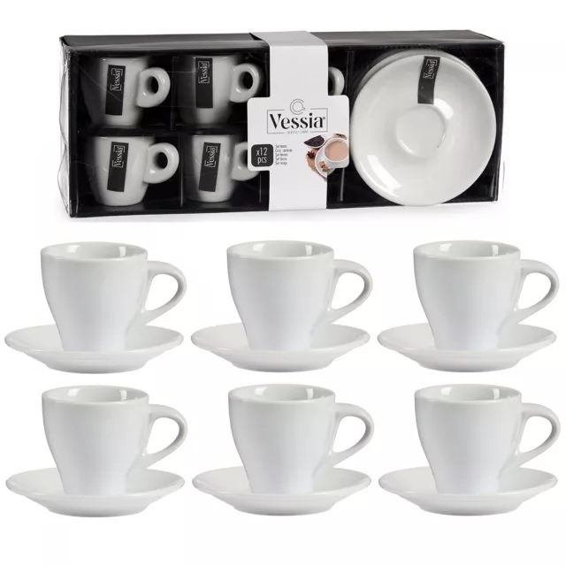 6 x Kaffeetassen mit Unterteller aus Porzellan Cappuchinotasse Teetasse Becher