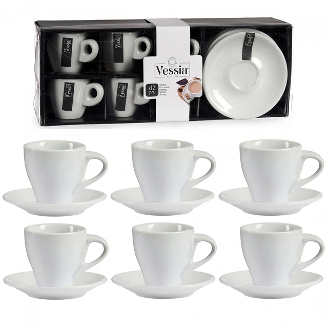 6 x Kaffeetassen mit Unterteller aus Porzellan Cappuchinotasse Teetasse Becher