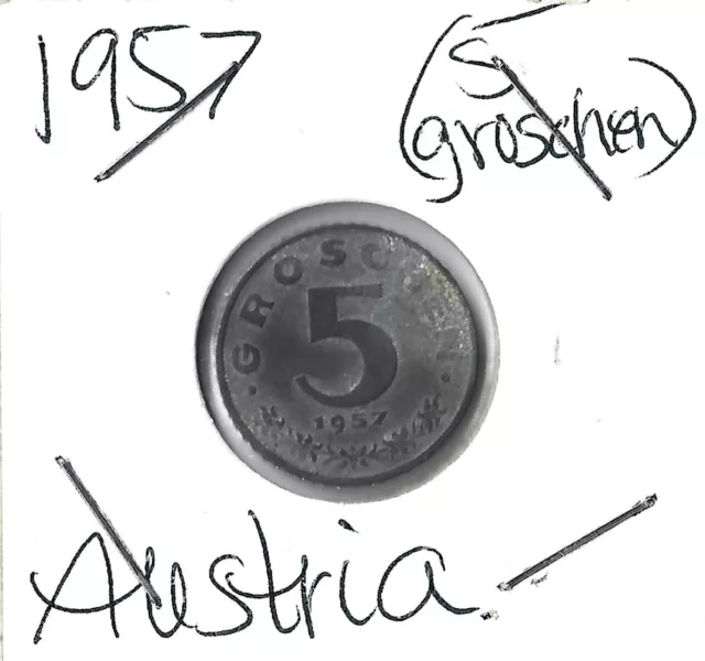 1957 AUSTRIAN 5 Groschen - KM#2875