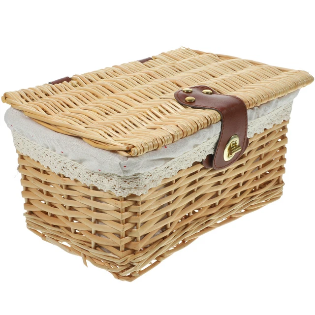 Wicker Basket Decorative Storage Organizer Woven Sundries Organizer
