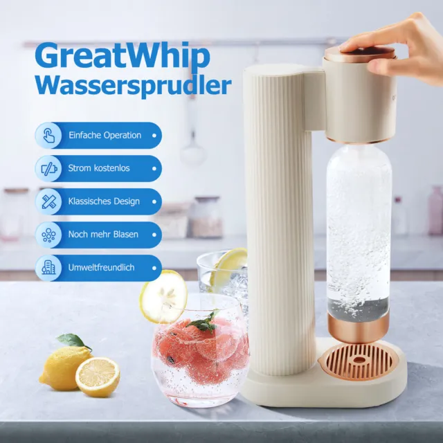 Polvoreador de agua GreatWhip incl. 1 botella compatible con cilindro SodaStream 60L 2