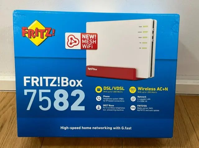NEU AVM Fritz!Box 7582 ( ähnl. Fritzbox 7590 ) Router Modem VDSL GFAST ROT MESH