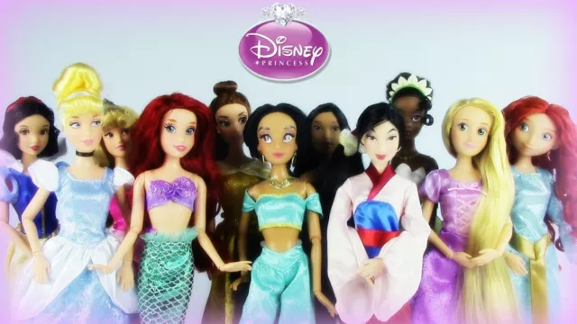 Bambola Disney Store Sirenetta Raperonzolo Tiana Jasmine Pocahontas Mulan Frozen