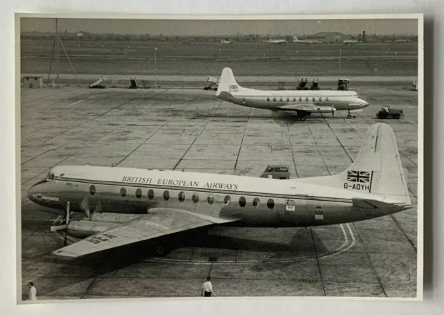 Vintage 1959 4x6 B&W Photo London England Airport BEA airliners tarmac airfield