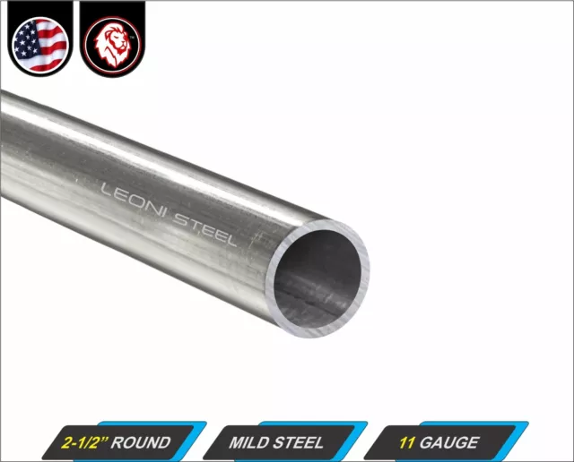 2-1/2" Round Metal Tube - Mild Steel - 11 gauge - ERW - 24" inch long (2-ft)