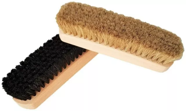 2 Piece Traditional Boot Shoe Brush Polish Buffing Buff Leather Cleaning Set