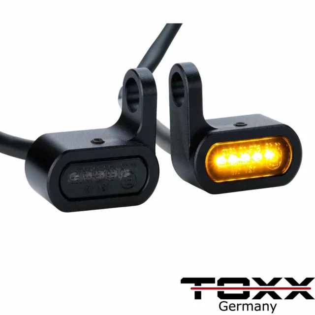 ToXx LED Motorrad Lenker Armaturen Blinker schwarz getönt universal e-geprüft