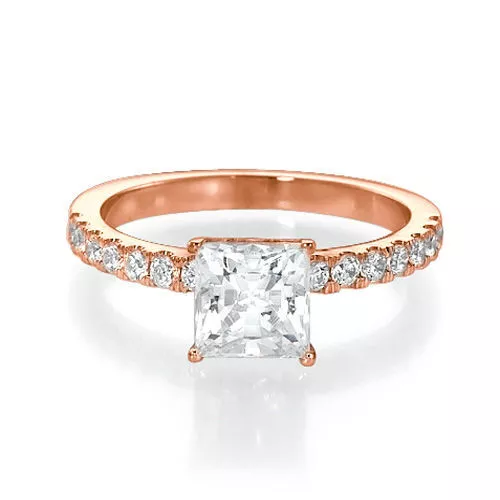 1 Carat New Princess Cut Diamond Engagement Ring H/SI2 14K Rose Gold