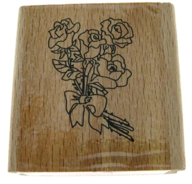 Create and Craft BUNCH OF ROSES Rubber Ink Stamp on Beech Block - Free UK P&P