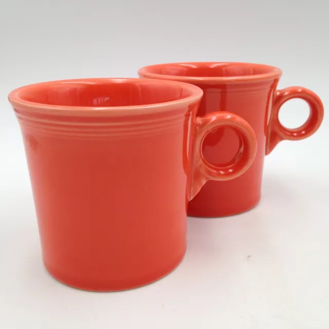 Fiestaware Poppy Orange Coffee Mug Ring Handle Homer Laughlin Set of 2 Fiesta
