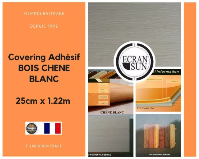 011 - Covering Adhésif BOIS CHENE BLANC - Thermoformable - ( 25 cm x 1.22 m )