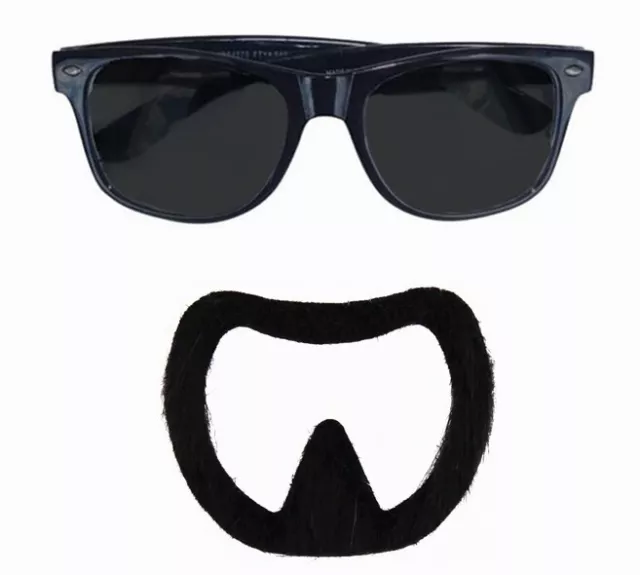False Fake Goatee Beard Sunglasses Black Moustache Stick On Facial Hair Walter