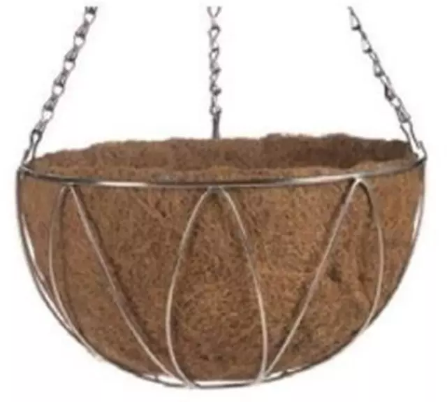 High Quality 30cm Traditional Wire Round Hanging Basket Planter with Coco Liner