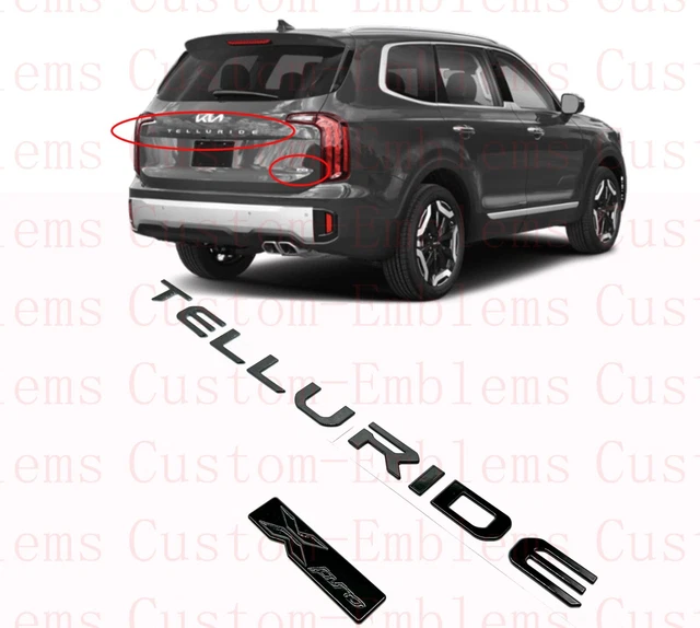 GLOSS BLACK EMBLEM NAMEPLATE SET Fit 2023 2024 KIA TELLURIDE Front and
