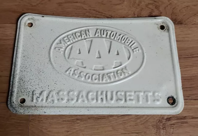 Vintage American Automobile Association Massachusetts AAA License Plate Tag