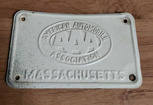 Vintage American Automobile Association Massachusetts AAA License Plate Tag