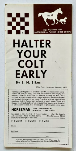 1965 Halter Your Colt Early Vintage Texas Horseman Brochure Purina Horse Chows