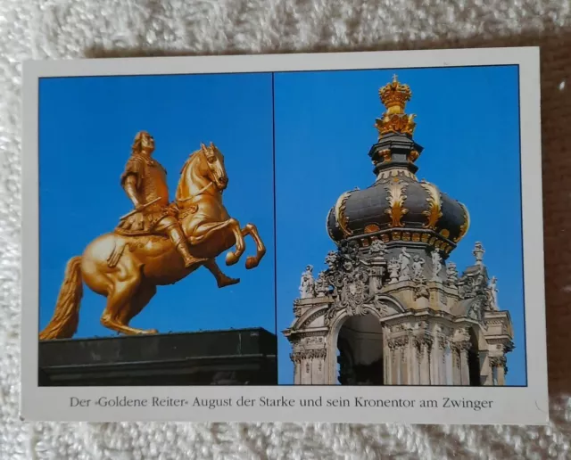 AK 2002 Postkarte / Dresden Sachsen / Goldener Reiter Zwinger Kronentor gelaufen