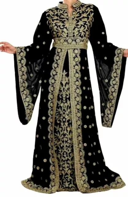 Dubaï Marocain Caftan Islamique Moderne Robe De Mariée Caftan Farasha Brodé