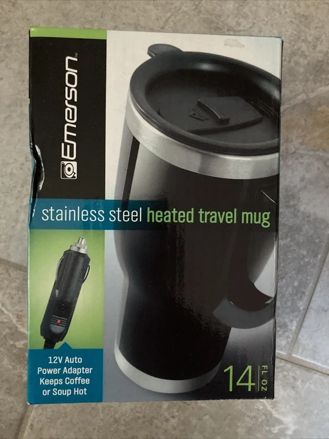 Emerson Stainless Steel Heated Travel Mug, NIB 14 Oz, Black