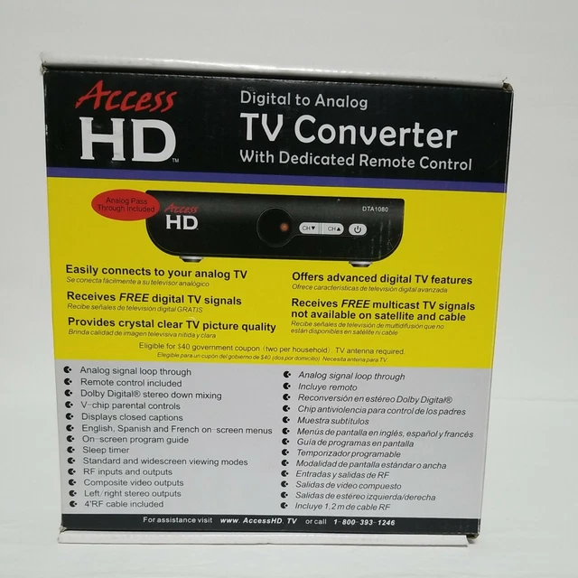 Access HD Digital to Analog TV Converter w/ Dedicated Remote Control DTA1080D