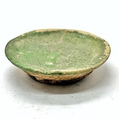 Chinese Ming Dynasty Green Glazed Pottery Saucer Artifact Circa 1300-1600 AD - B