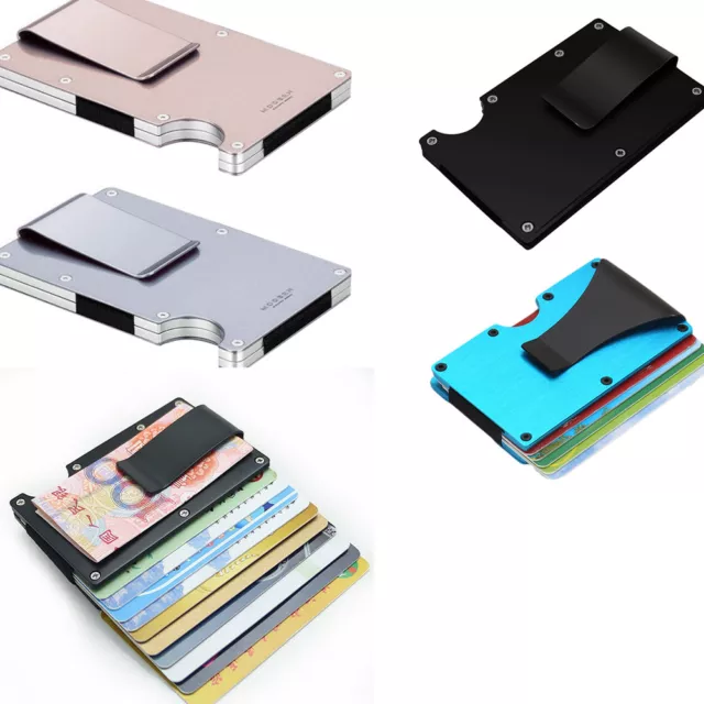 Slim Carbon Fiber Credit Card Holder RFID Blocking Metal Money Clip Purse Wallet