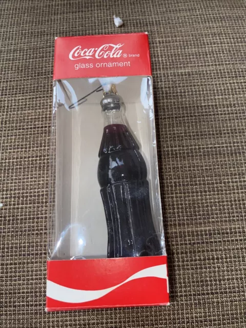 Vintage 1998 Coca-Cola Bottle Glass Christmas Tree Coke Soda Ornament