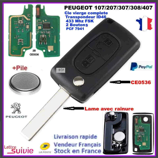 Clé Vierge Id46 CE0523 Peugeot 308 407 607 Expert .. C4 C5 C6 C4 Picasso.. Testé