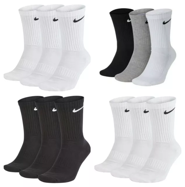 Nike Everyday Mens Womens 3 Pairs Crew Socks Cotton Sports Training Socks SX7664