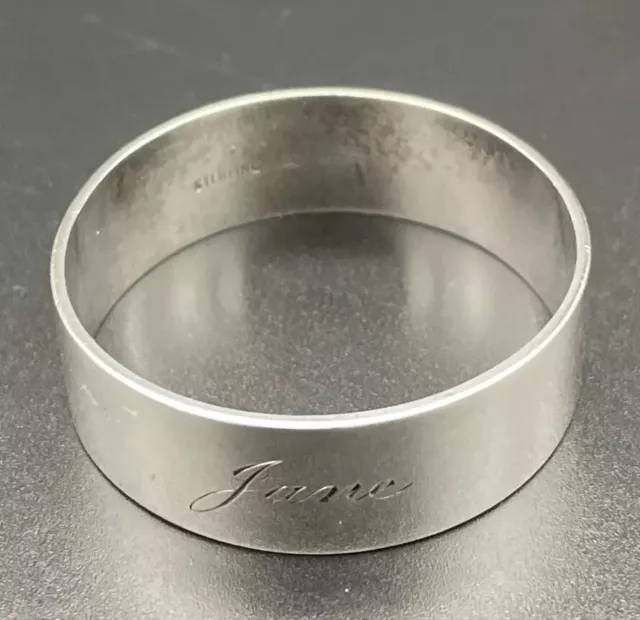 Sterling Silver Napkin Ring name Engraved “Jane” Art Deco