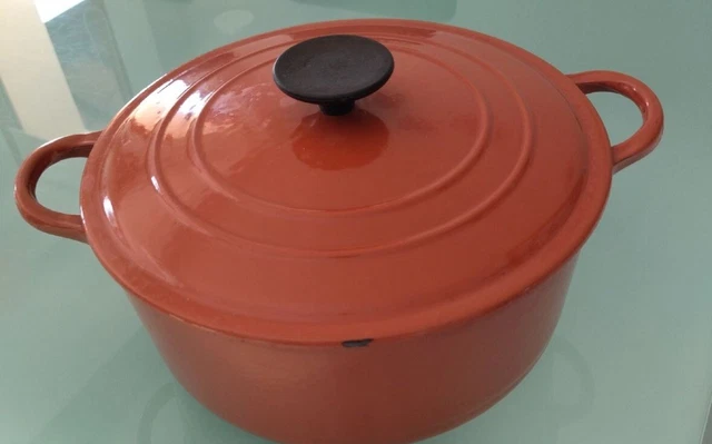 LE CREUSET Grande Marmite Cocotte Orange en Fonte émaillée EUR 24,00