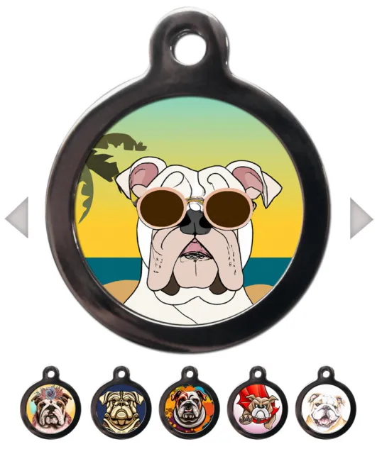English Bulldog Breed Dog Tag for Dogs Personalised Name Pet ID Tags Collar Disc