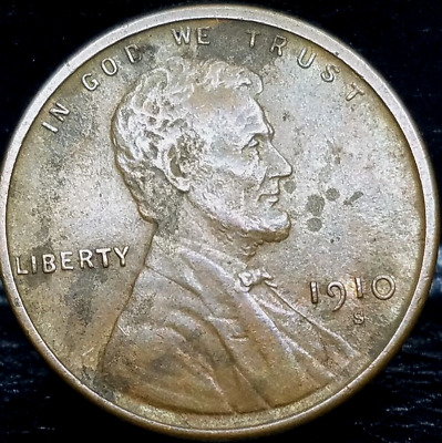 "Key Date" 1910-S Lincoln Wheat Penny Cent-  Superb Choice Almost Uncirculated