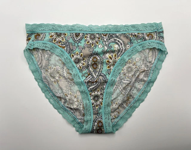 Victoria's Secret Vintage Panties Size Small S 2017 Blue Cotton Lace VS Hi Brief