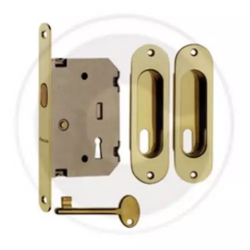 kit per porte scorrevoli nicchia ovale serratura 50 mm oro lucido