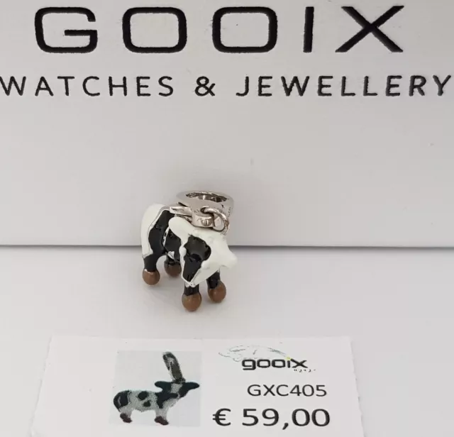 GOOIX CHARM Silber 925 er Charms Anhänger Kuh Milchkuh Tiere Emaille neu 194