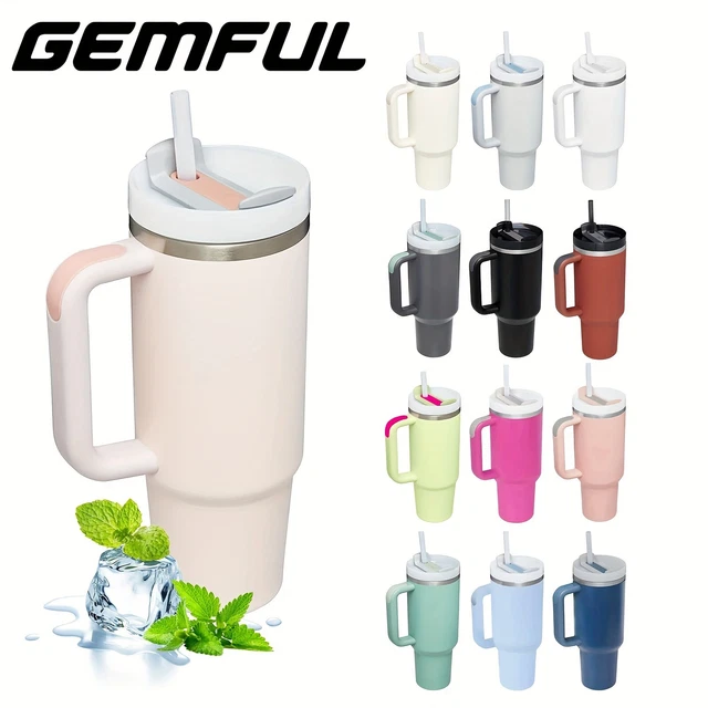 40oz Tumbler With Handle And Straw Lid,  Iced Coffee Cup Gifts For Women Men