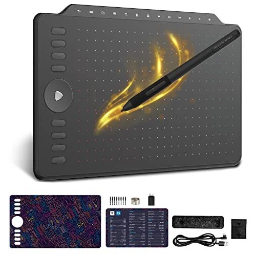 M1220 Graphics Drawing Tablet 13 Multimedia Keys 10 x 6.25 Inches Android Sup...