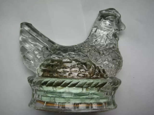 Vintage J.H. Millstein Chicken on Nest Easter Glass Candy Container Jeanette, PA