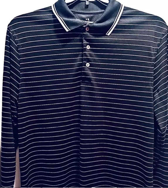 GRAND SLAM GOLF Mens Long Sleeve Polo Size XXL Black with White Pinstripes