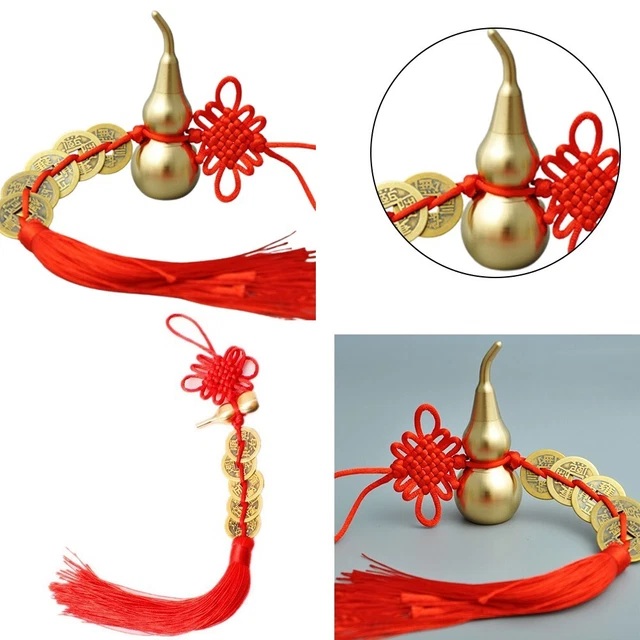 Gourd Copper Coin Good Luck Feng Shui Decor Car Hanging Ornament Chinese Knot