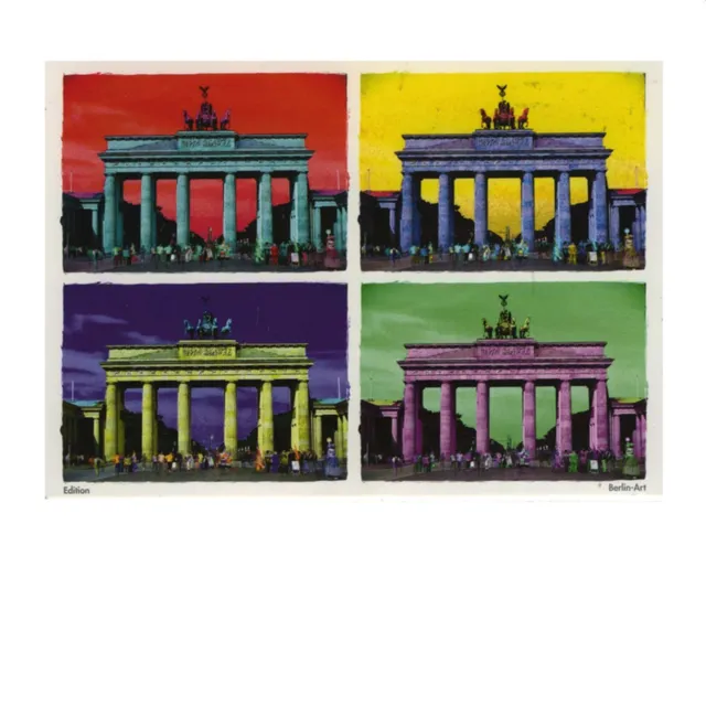 Postkarte Berlin coloured Brandenburger Tor